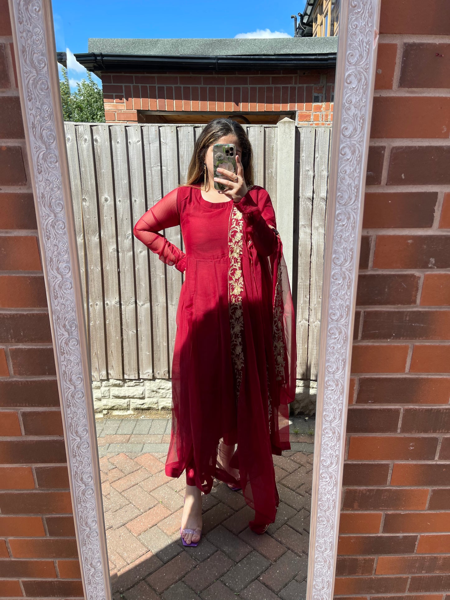 HAYA 3PC Anarkali | Red