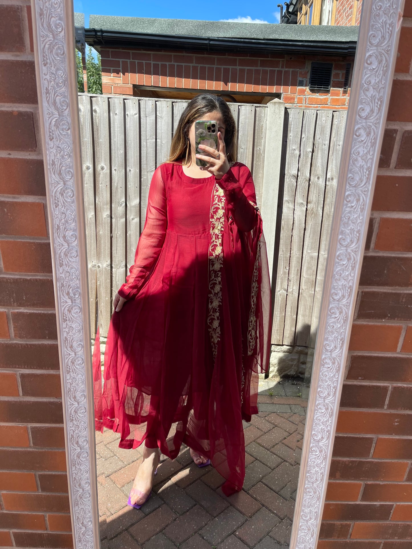 HAYA 3PC Anarkali | Red