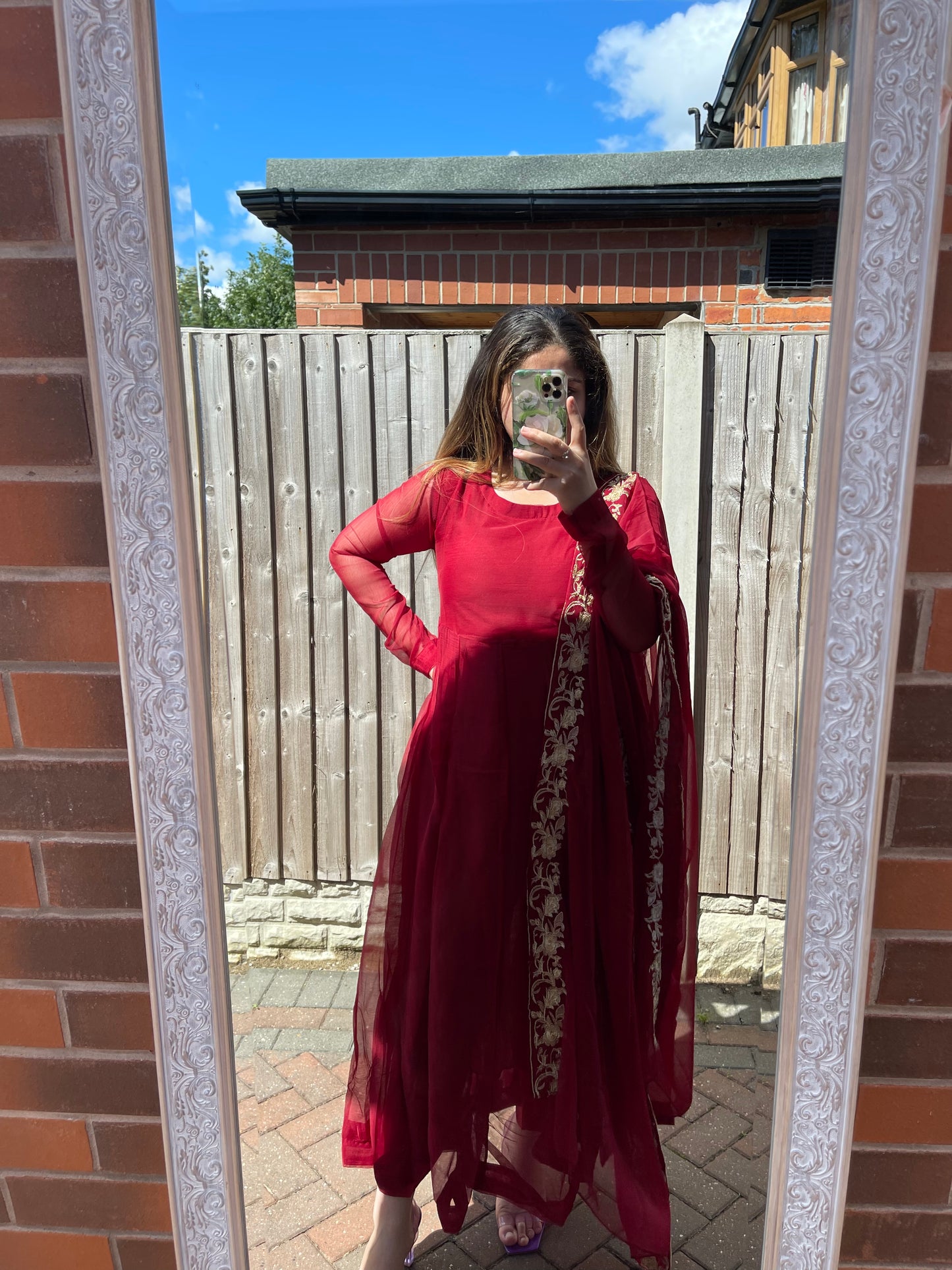 HAYA 3PC Anarkali | Red