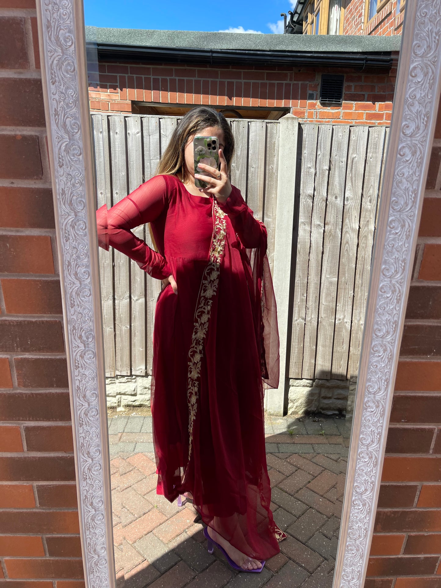 HAYA 3PC Anarkali | Red
