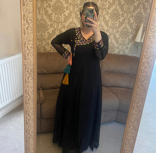 Black Chiffon Kalidaar
