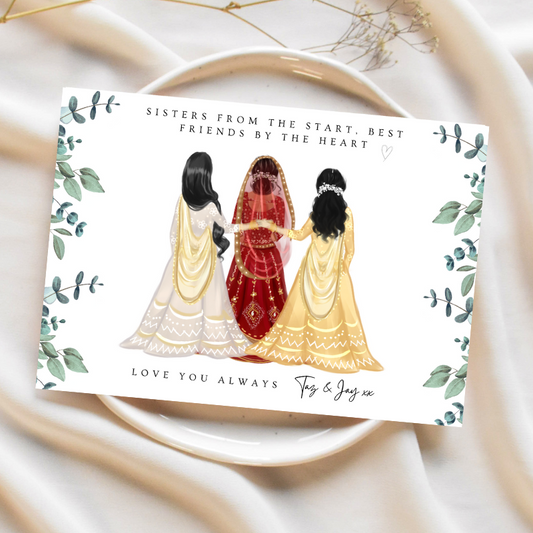 Personalised Dulhan Sister's Print (up to 4 people)